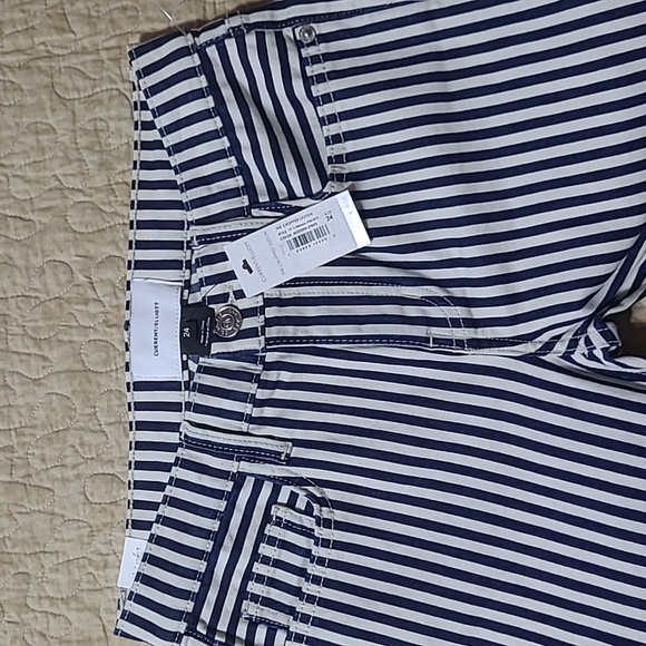 Current/Elliott The Cropped Lexton Pant Blue Stripe Zippered Ankle Size 24 - Picture 7 of 10